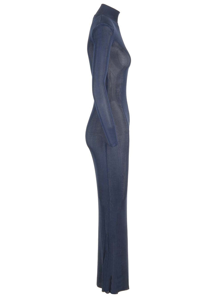 Self-Portrait Viscose Knit Fitted Dress Dresses - Blue | 46266ecaec3a7be5379ffe040e09dd5741536054
