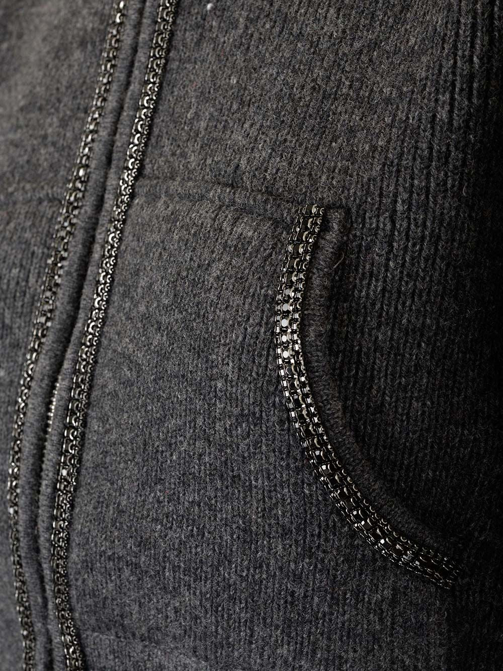 Self-Portrait Cropped Knit Hoodie Knitwear - Grey | 60995ebecbe98bfc6dabc18cc6052e5874b58b3b