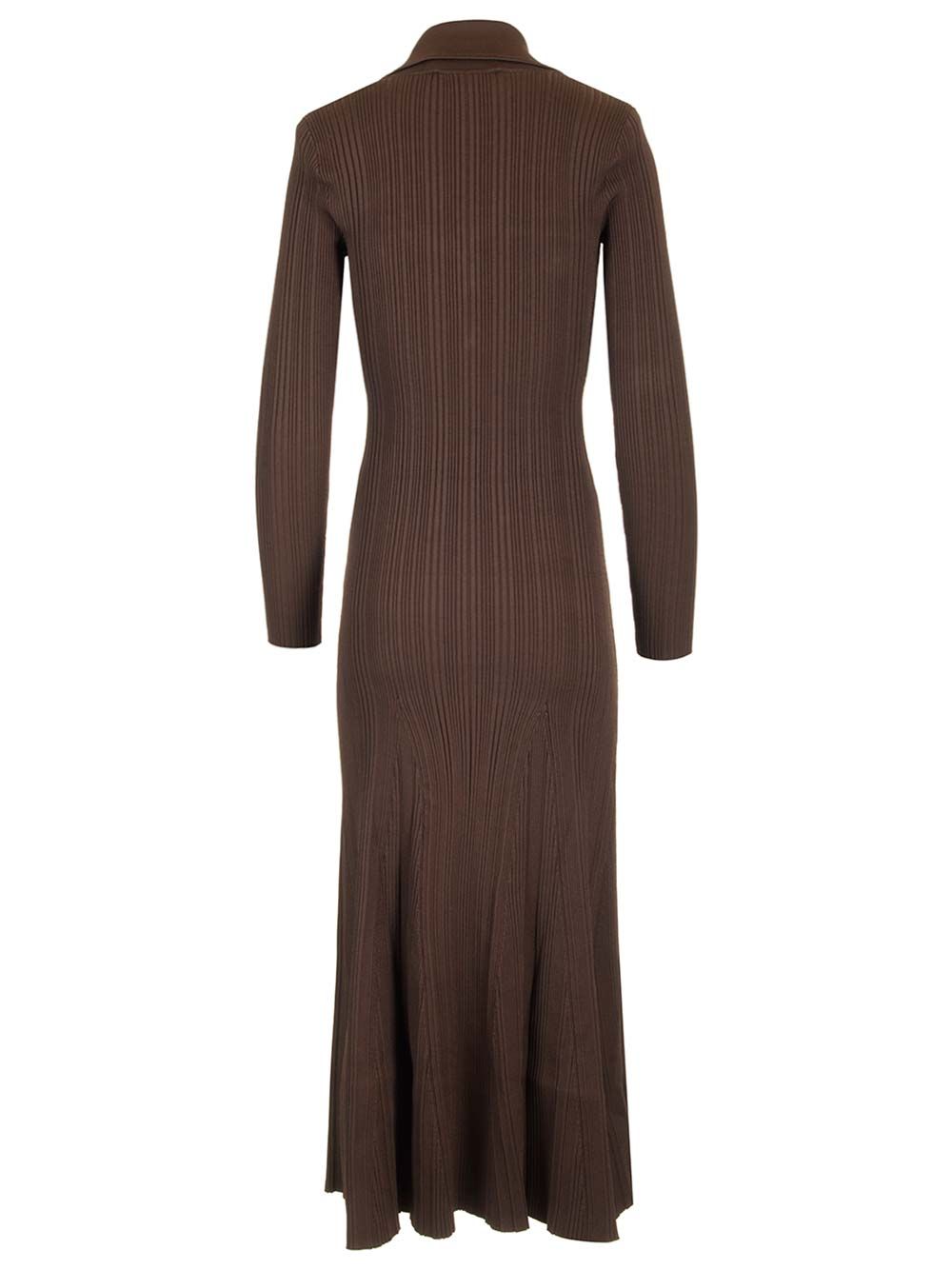 Self-Portrait Ribbed Knit Dress Dresses - Brown | 37c2bd6816f3c9b0b7a42f9460f2e2599a17dcea