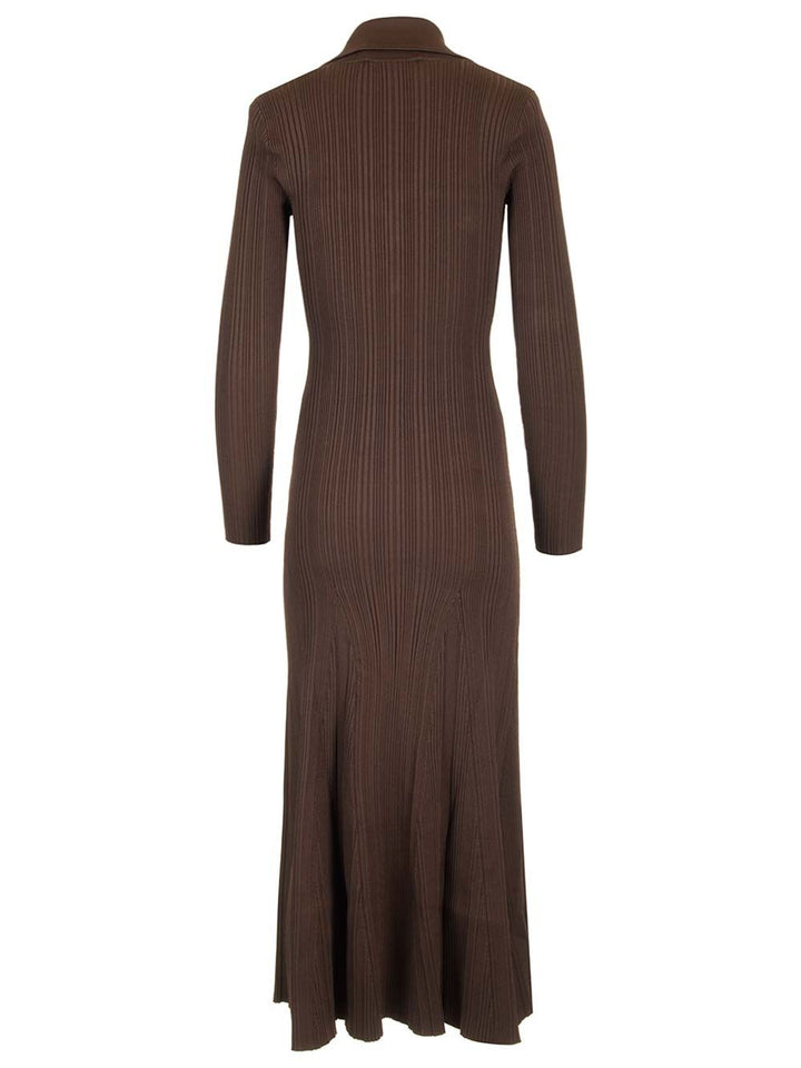 Self-Portrait Ribbed Knit Dress Dresses - Brown | 37c2bd6816f3c9b0b7a42f9460f2e2599a17dcea