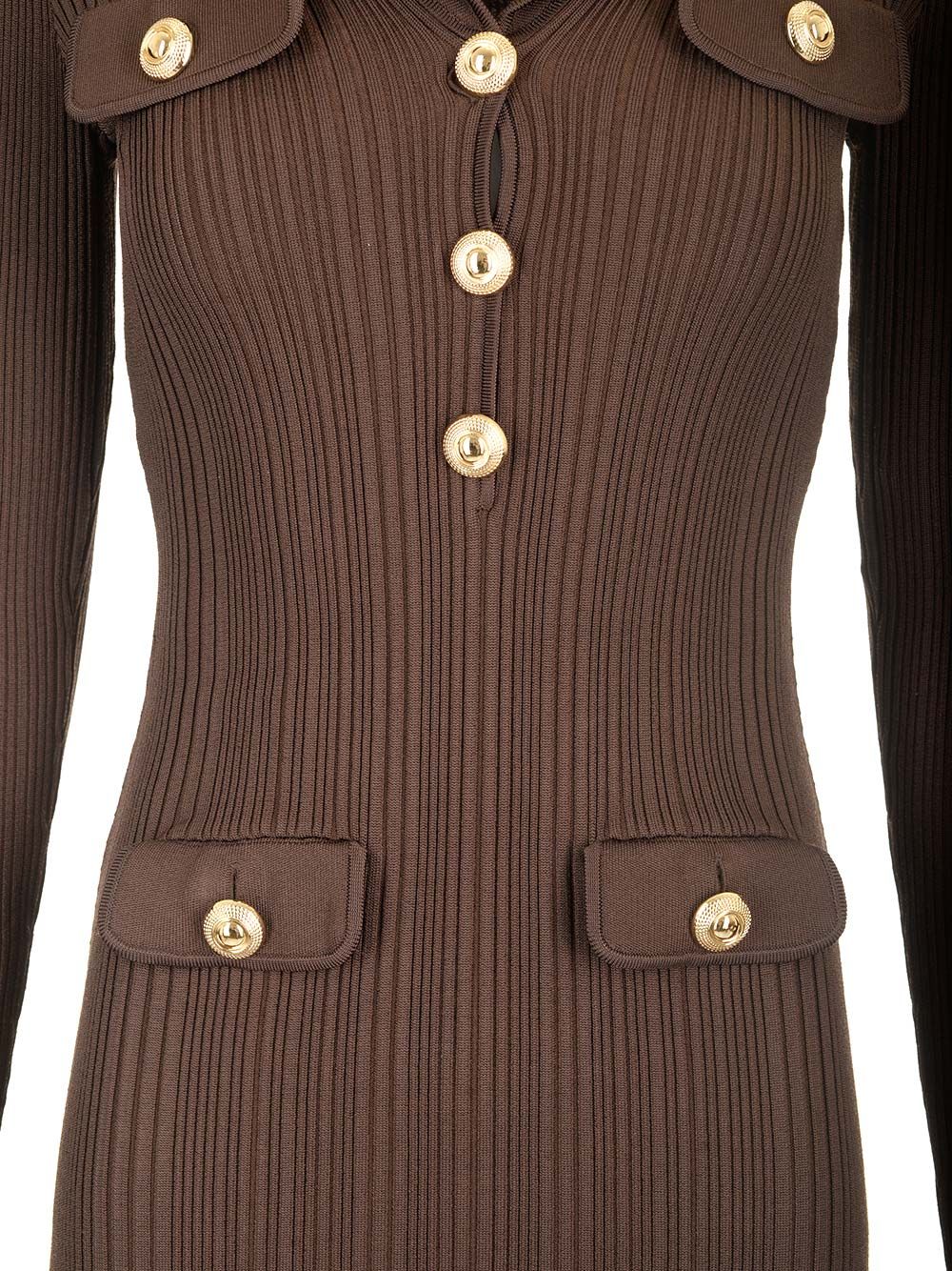 Self-Portrait Ribbed Knit Dress Dresses - Brown | 5e2fe7cb8ba687b3d763165b311a71f763524aab
