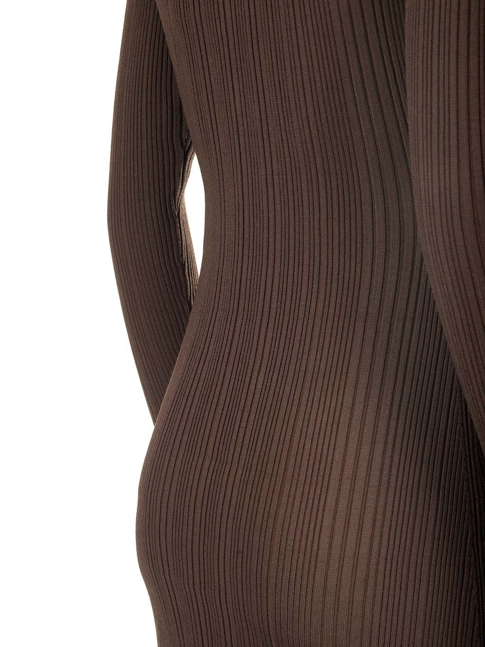 Self-Portrait Ribbed Knit Dress Dresses - Brown | 6ecc073f9abc0c65171ccc87669c5cfdbf302086
