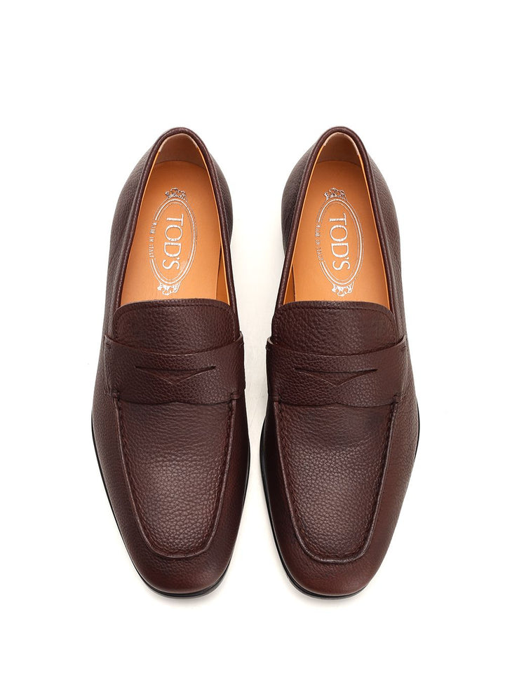 Tod'S Hammered Leather Moccasin Loafers - Brown | 436a706a135cc45b97a28ebd521a4b587524022a