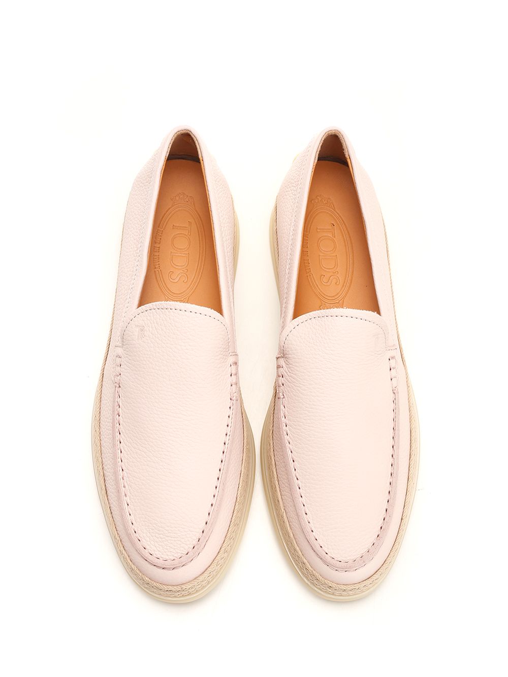 Tod'S Powder Pink Raffia Loafer Loafers - Rose | 3884db8c989915de57b38b25cc3bf70157e5139d