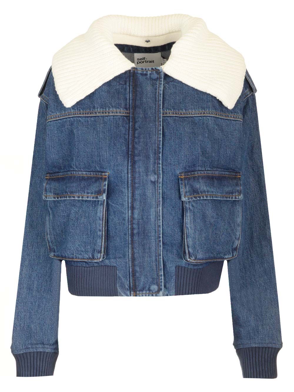 Self-Portrait Bomber Style Denim Jacket Jackets - Blue | 3c92ca8dc0e54649766a7058e373a2991edbfde2