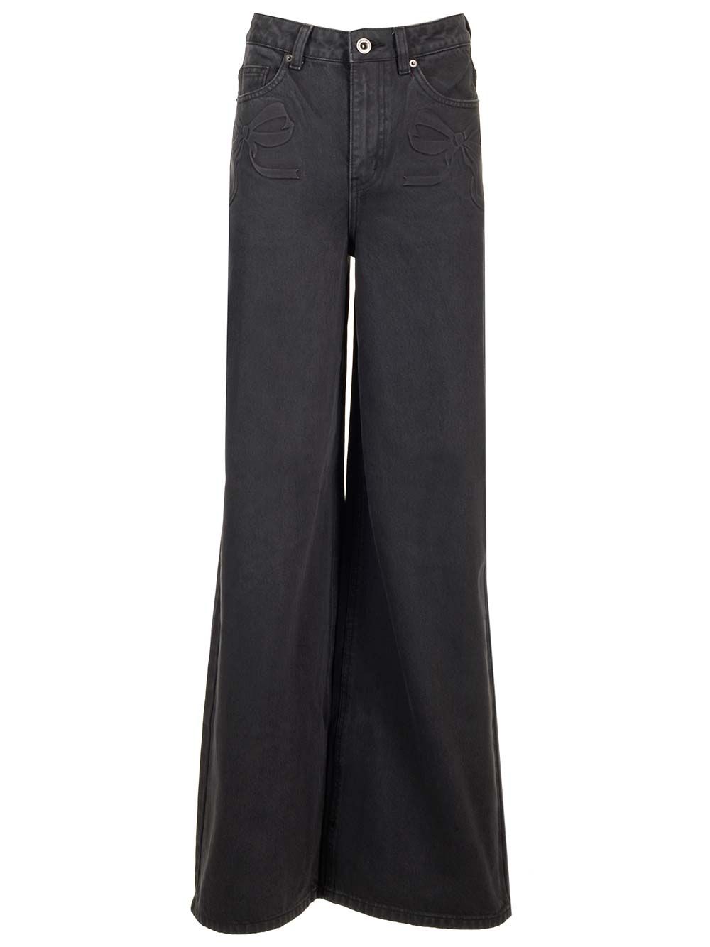 Self-Portrait Wide Leg Gray Jeans - Grey | 0532bb1a15070d88c5c4ead45db8bfdc2e7e408a