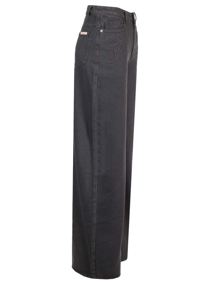 Self-Portrait Wide Leg Gray Jeans - Grey | e5c27ec8596389436434088cf553f20ee4597845