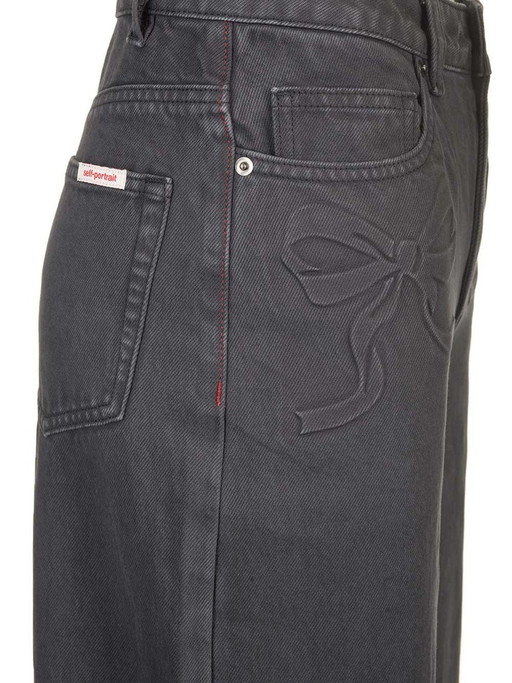 Self-Portrait Wide Leg Gray Jeans - Grey | 0018ce3e12a31f158d0222c35569f807f652b5be