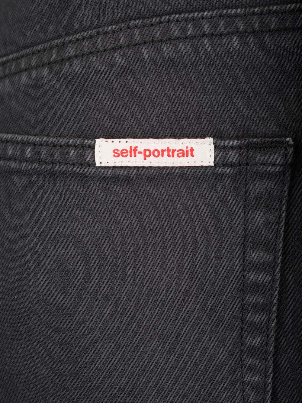 Self-Portrait Wide Leg Gray Jeans - Grey | 9059fd9c872ae7ea74b728f485577c549bf0d9ec