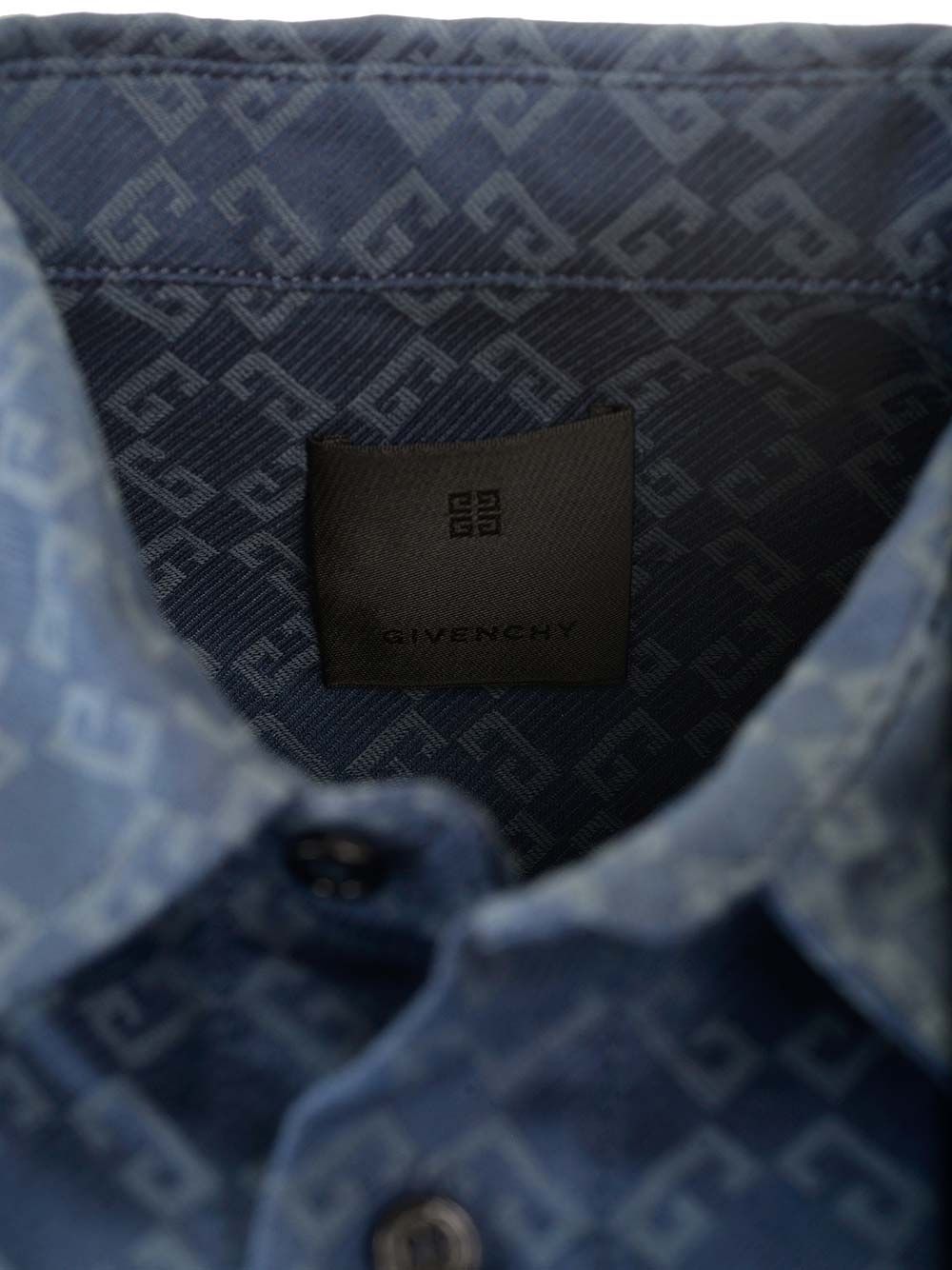 Givenchy Monogram 72 Glossy Denim Shirt Shirts - Blue | 153812ed0946267638c5ae9ddac36a61b336160a