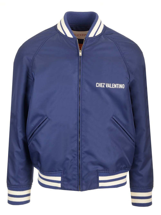 Jacket With Chez Valentino Print Jackets Blue