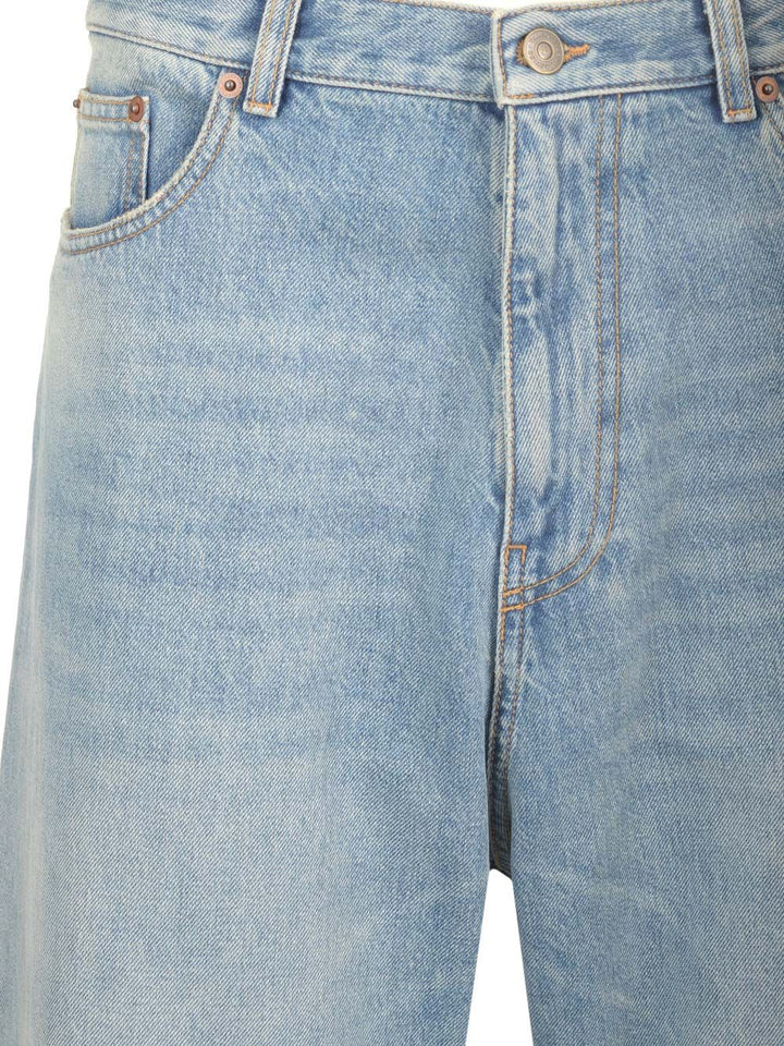 Valentino Garavani Denim Trousers With Jacquard Hem Jeans - Blue | ab686d6493a64588dafc09dad3431f83b1eb997b