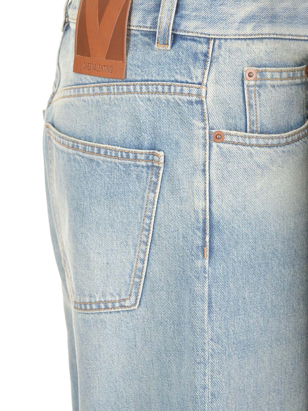 Valentino Garavani Denim Trousers With Jacquard Hem Jeans - Blue | 7ca6e7711448e9e6d24b1994728324768bb034fa