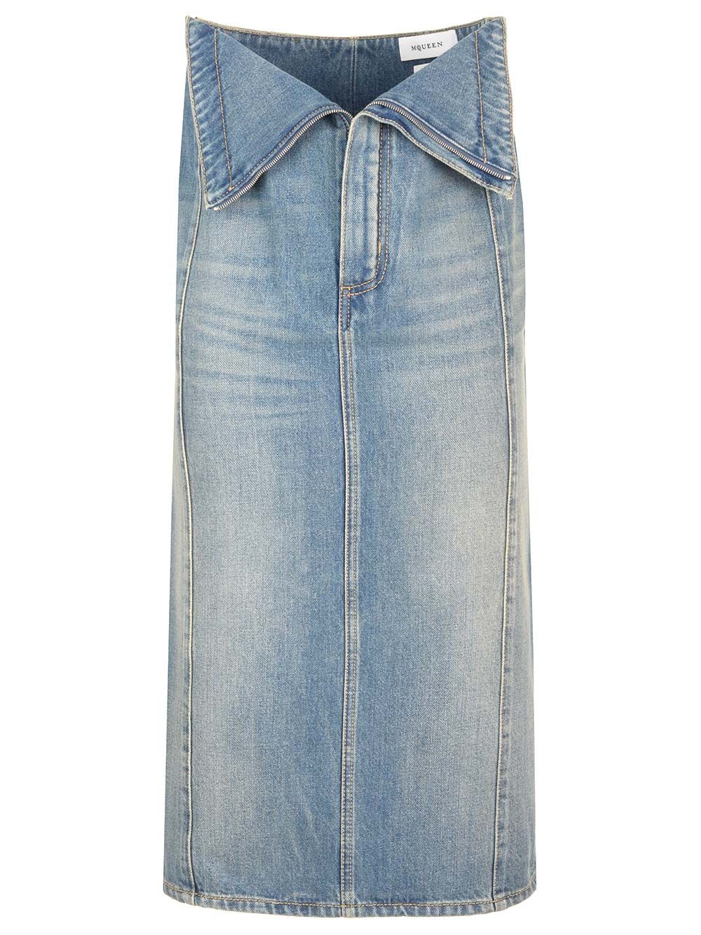 Mcqueen Delavè Denim Midi Skirt Skirts - Blue | afc01c9e646fa28a2fb13151899f53a8cfd5a67a