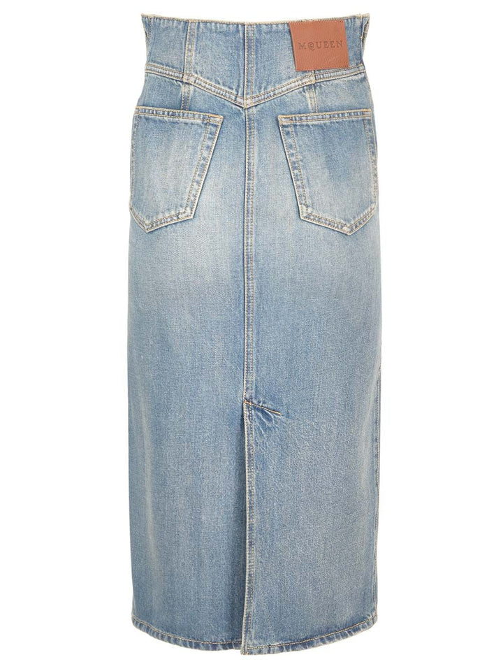 Mcqueen Delavè Denim Midi Skirt Skirts - Blue | db885d7d447026359809e427fc161dc1ccdbfee5