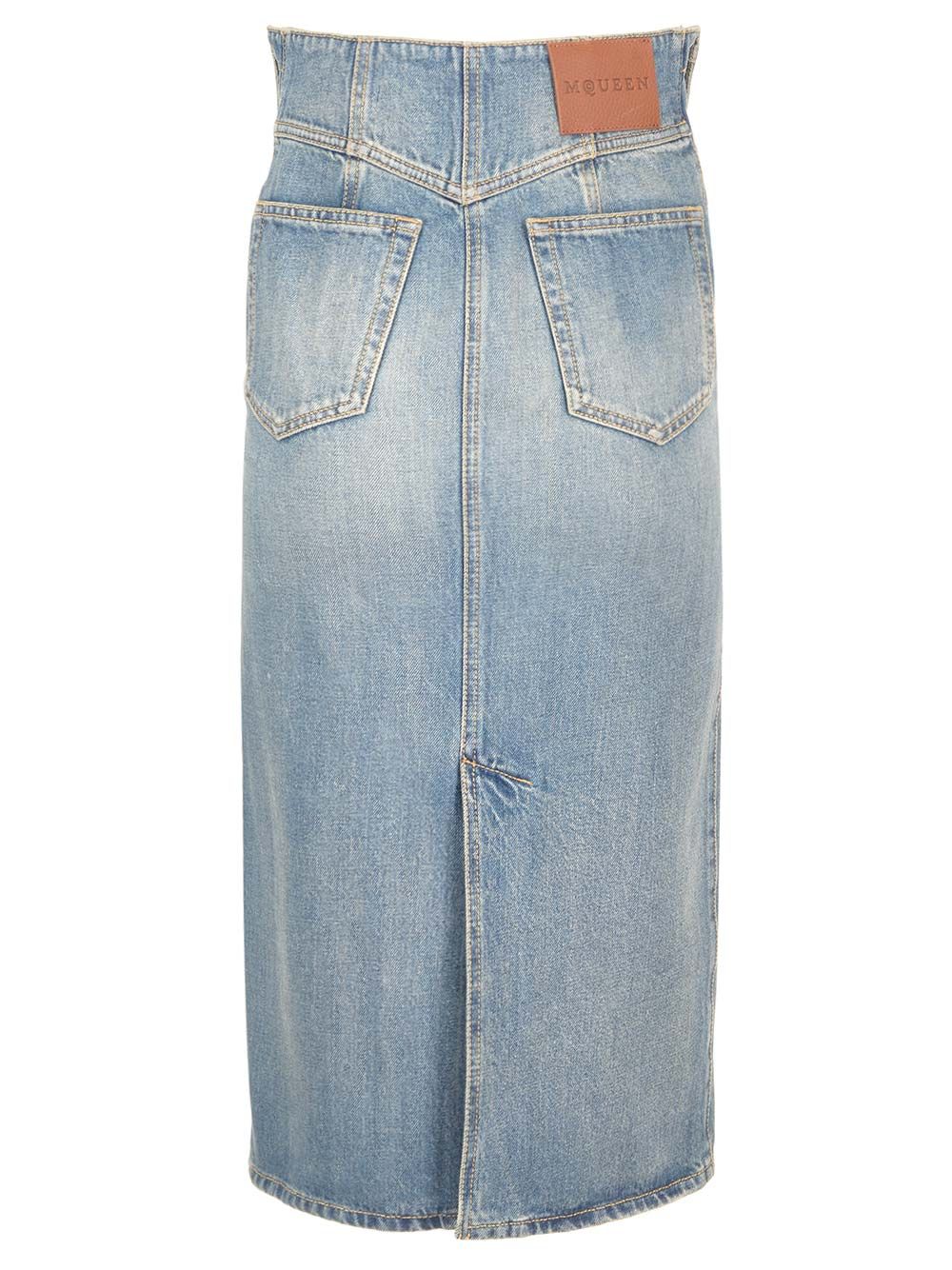 Mcqueen Delavè Denim Midi Skirt Skirts - Blue | db885d7d447026359809e427fc161dc1ccdbfee5