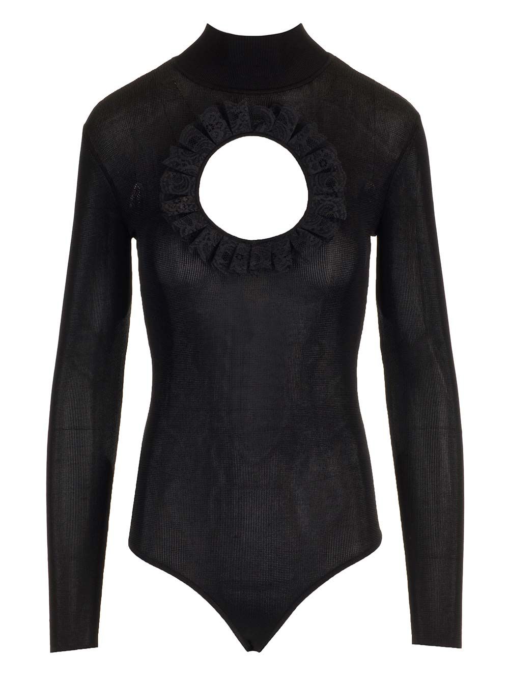 Self Portrait Residency Knitted Bodysuit Tops - Black | 8f4b1f8ddcb76335a90efdfc70629abed71c47a1