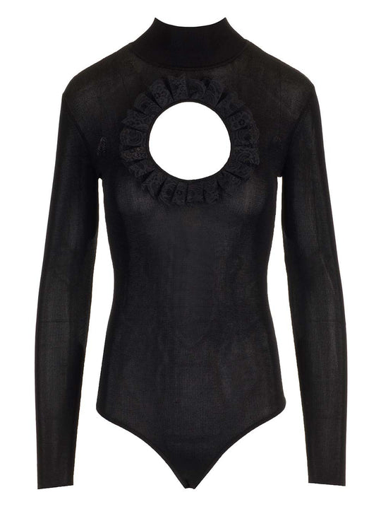 Knitted Bodysuit Tops Black