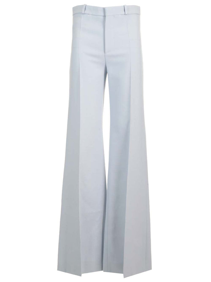 Chloe' Wool Crepe Flared Trousers - Light blue | 94e5c4a13b03850e97c7fac1243e033bcbaed2b3