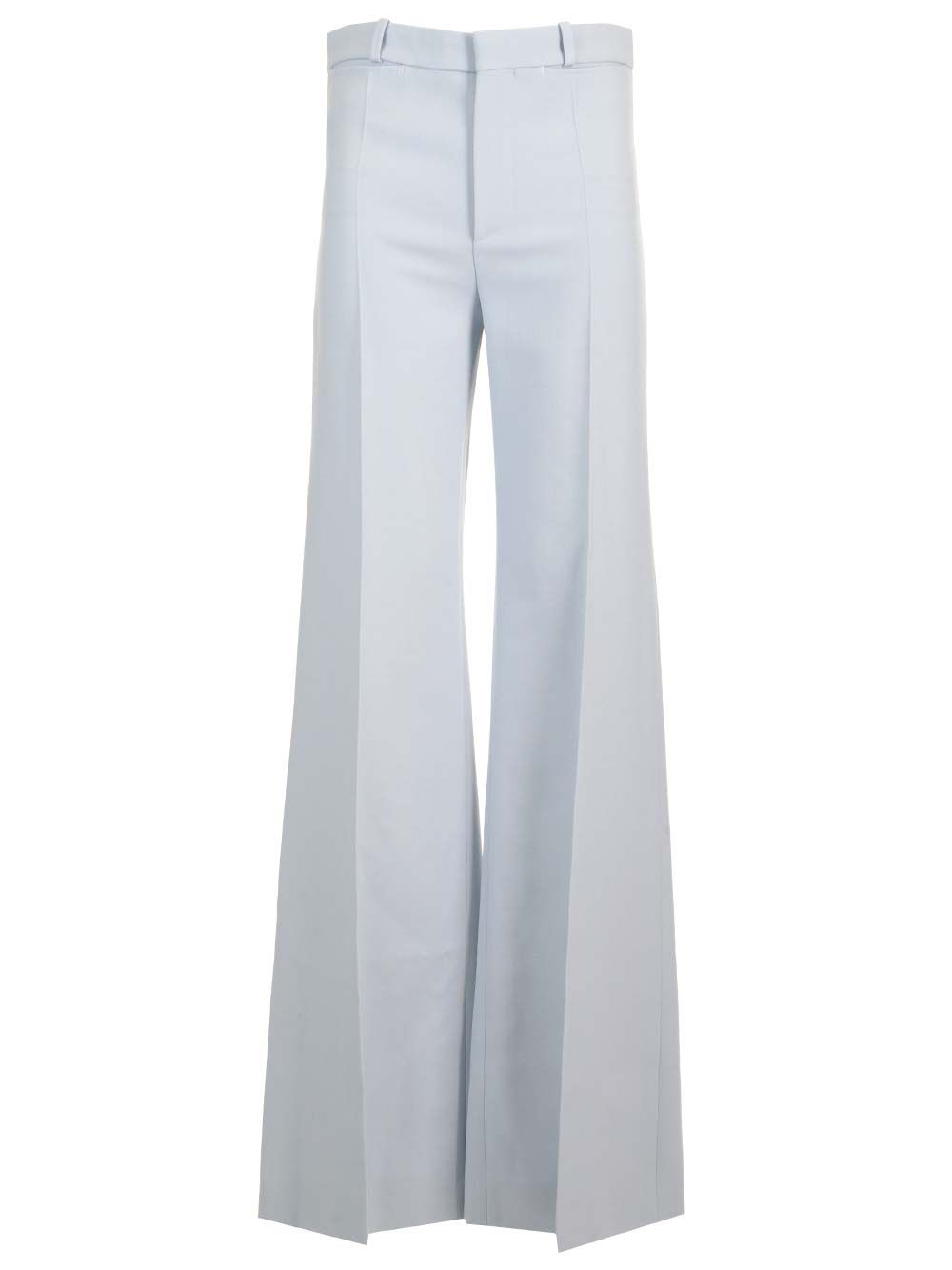 Chloe' Wool Crepe Flared Trousers - Light blue | 94e5c4a13b03850e97c7fac1243e033bcbaed2b3