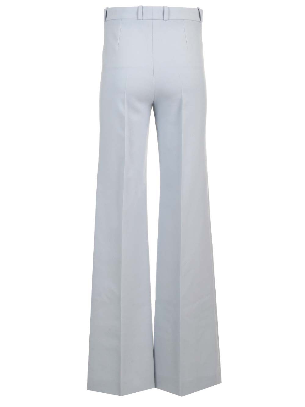 Chloe' Wool Crepe Flared Trousers - Light blue | 2d0e8ad74d8f261fc75e6068cd835242cdc6f967