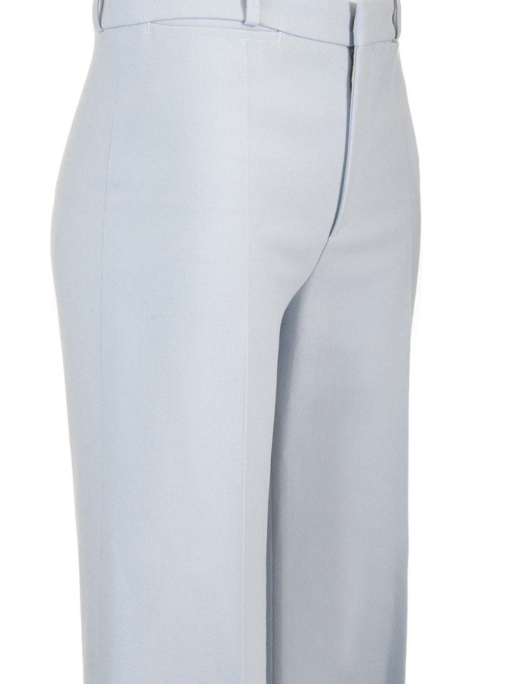 Chloe' Wool Crepe Flared Trousers - Light blue | 2c2275f994208d887b72d72fa684645751b3da0e
