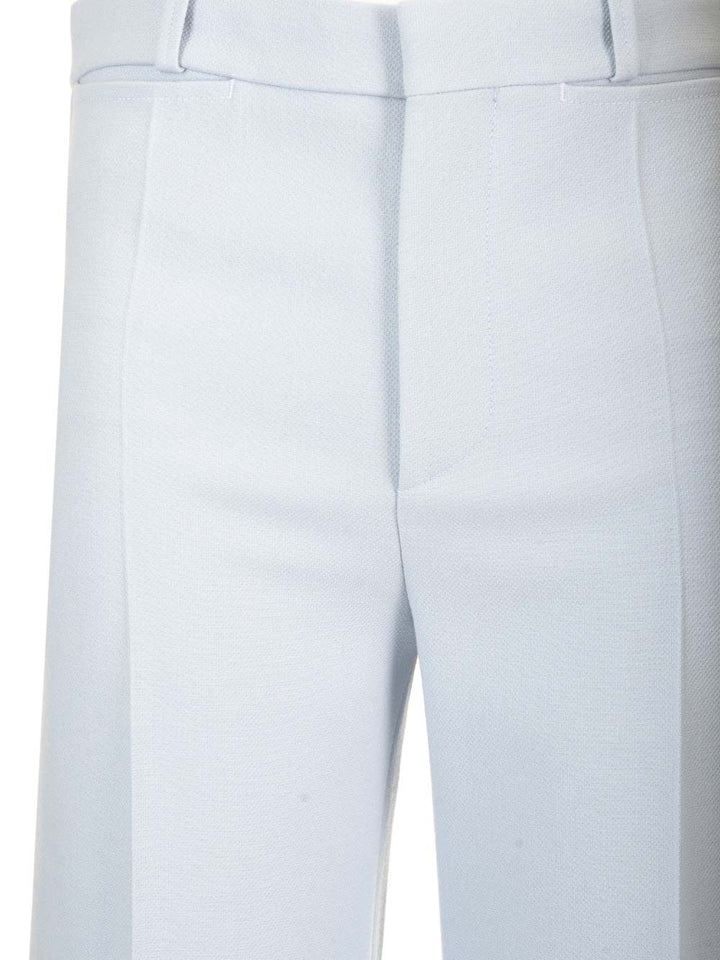 Chloe' Wool Crepe Flared Trousers - Light blue | 97b7c1c16a8f21a01738f71e6957ae6cb02a6645