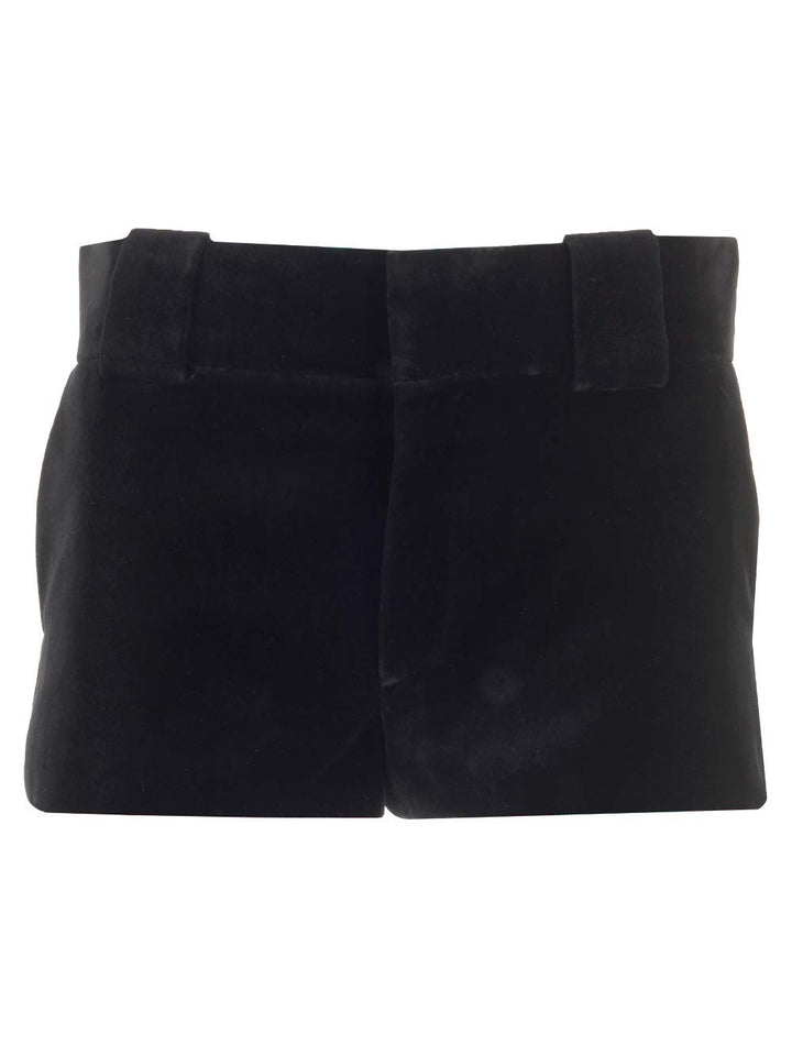 Chloe' Tailored Velvet Mini Shorts Trousers - Black | 11cdca15d165458f28cbe6068357e97aa8393e82