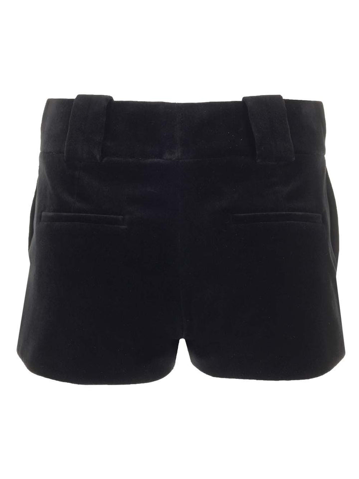 Chloe' Tailored Velvet Mini Shorts Trousers - Black | e086bd9c55d0d65064fec8339d05ba528ab6b0c1