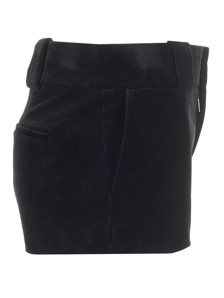 Chloe' Tailored Velvet Mini Shorts Trousers - Black | 75b87fd26bf269bb06318b8c61ed6900219feb03