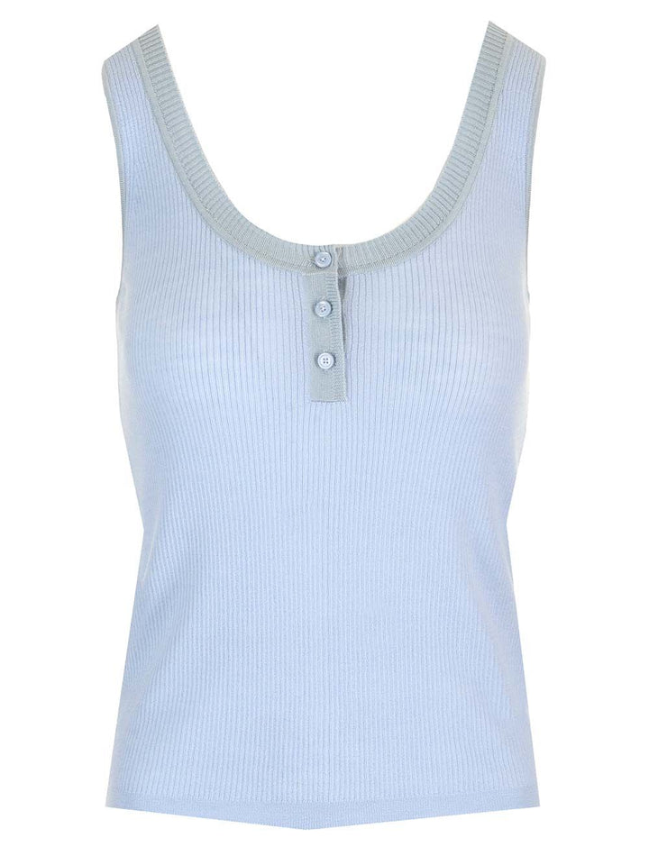 Chloe' Ribbed Wool Tank Top Tops - Light blue | 067583db7c0ec4ce218ca9cab374a62a780b41bf