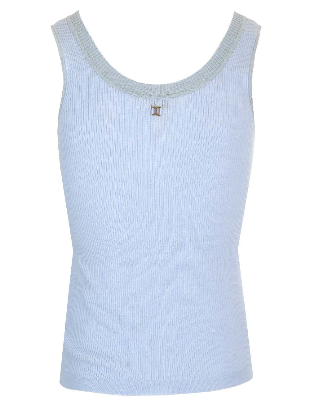 Chloe' Ribbed Wool Tank Top Tops - Light blue | 2681b500edec0724889ec49613d4e49990335b6f