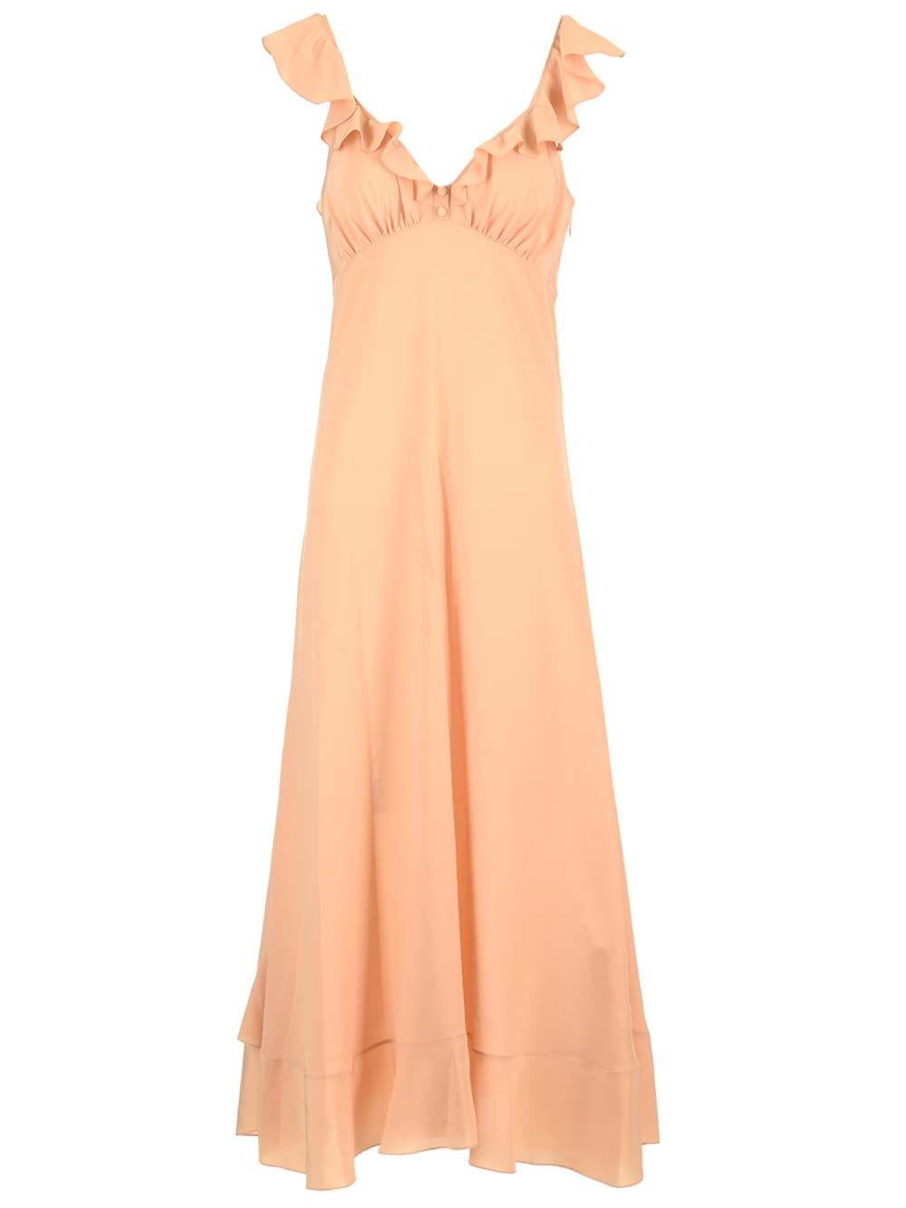 Chloe' Long Dress Crepe De Chine Dresses - Beige | 121d0618e863069a11c63e73471a0ae1f7c5795f
