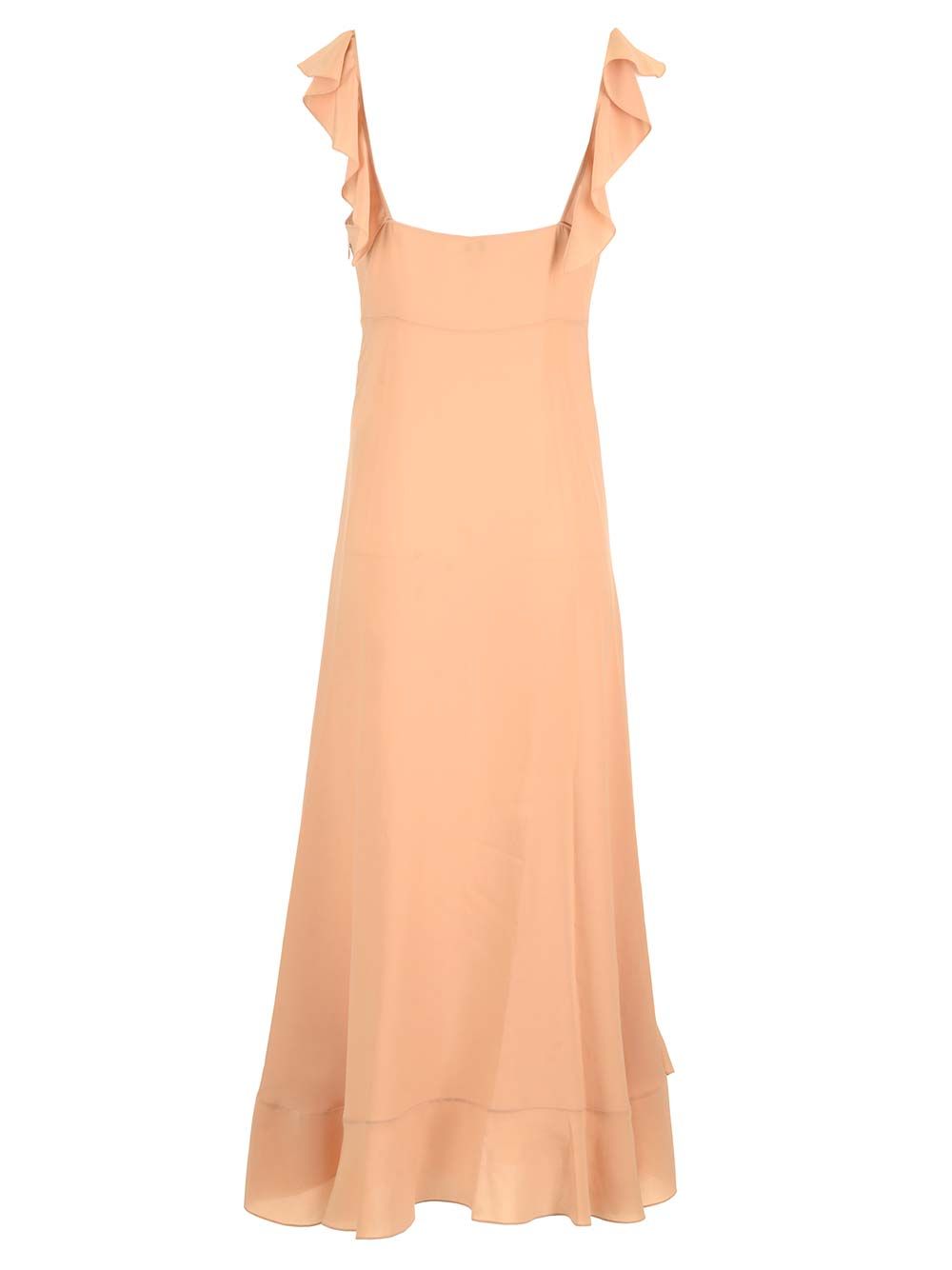 Chloe' Long Dress Crepe De Chine Dresses - Beige | 61ab25389623c0e531180b2972ab97fa451a21e5