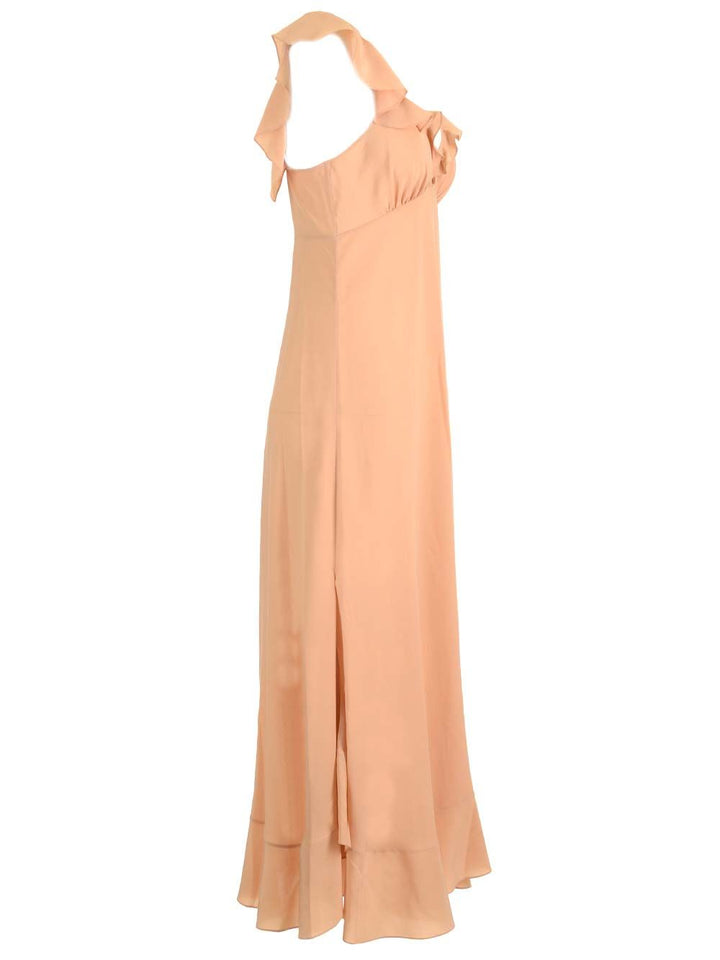 Chloe' Long Dress Crepe De Chine Dresses - Beige | 1c430ae1d34d24f36c14291c3d70d93eba86b92f