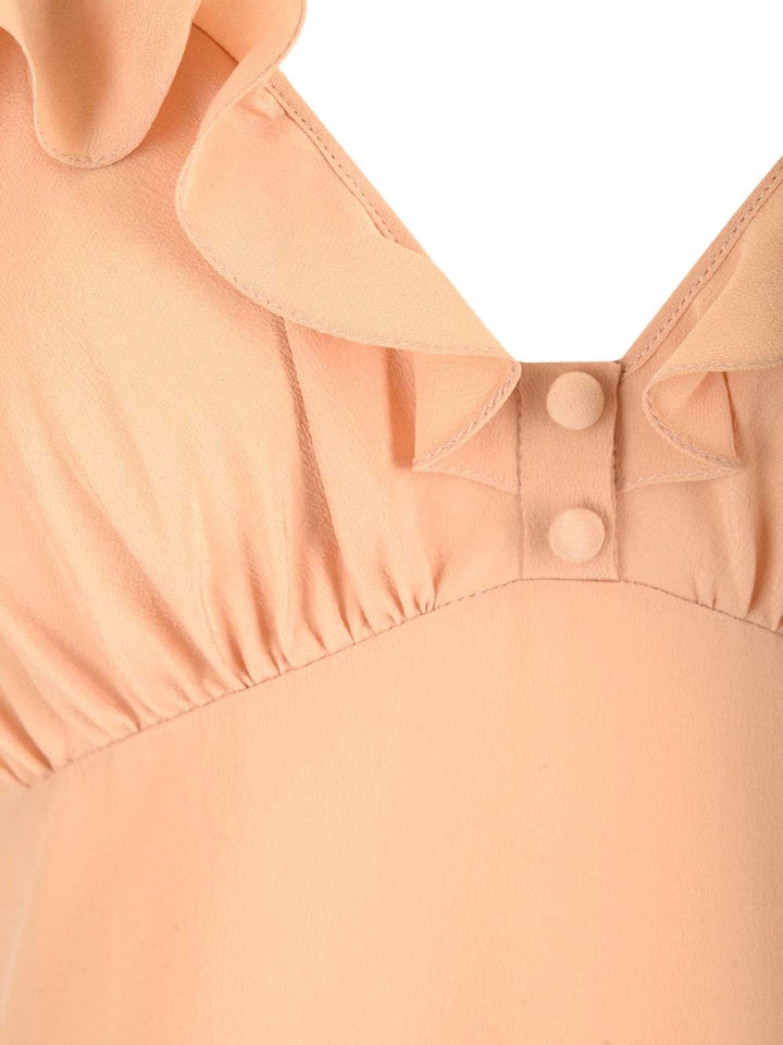 Chloe' Long Dress Crepe De Chine Dresses - Beige | a5759b22c8308e71376671713c9dbf0906b3f972