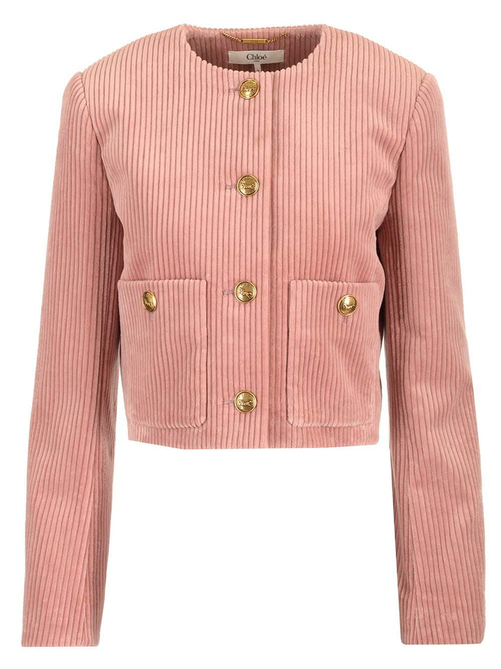 Chloe' Cropped Corduroy Jacket Jackets - Rose | 644d3ec3168e3dc12321b645619798e00e852ac8