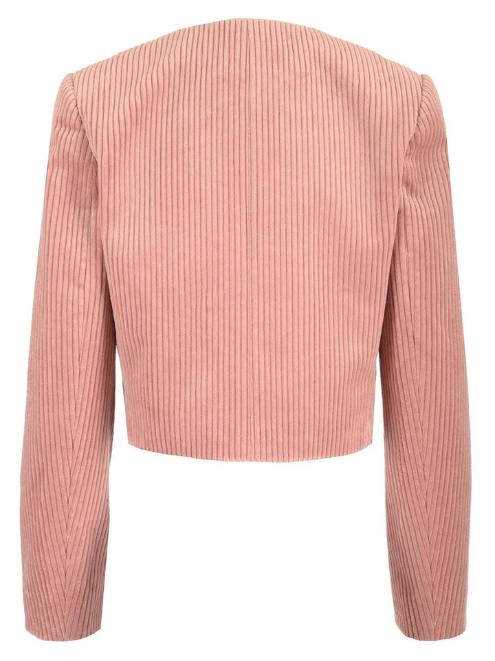 Chloe' Cropped Corduroy Jacket Jackets - Rose | abb06c249f8d654f54feac94d1a1e8d0df88e7ee