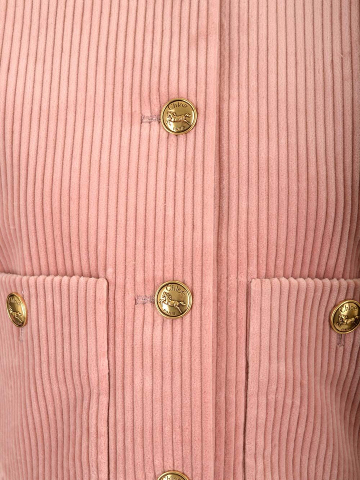 Chloe' Cropped Corduroy Jacket Jackets - Rose | 29e8962363e98982a0f9941e91dd7ecf9ceba895