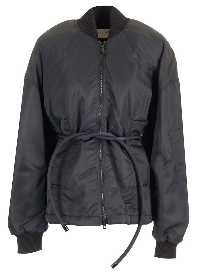 Sportmax Zebu Hourglass Pufer Jacker Eco Leather Belt Coats - Black | e198fc541a1b9e4b0c67aaaf05c50cebe087e936