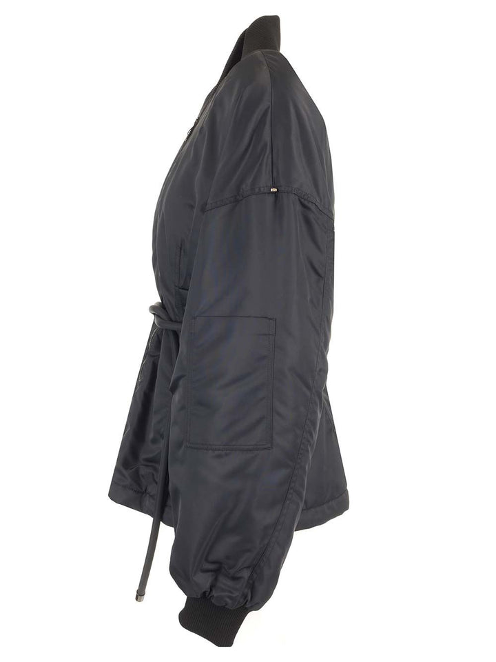 Sportmax Zebu Hourglass Pufer Jacker Eco Leather Belt Coats - Black | 9206466fb9cea0f21b3b02121f640685ceb01fc0