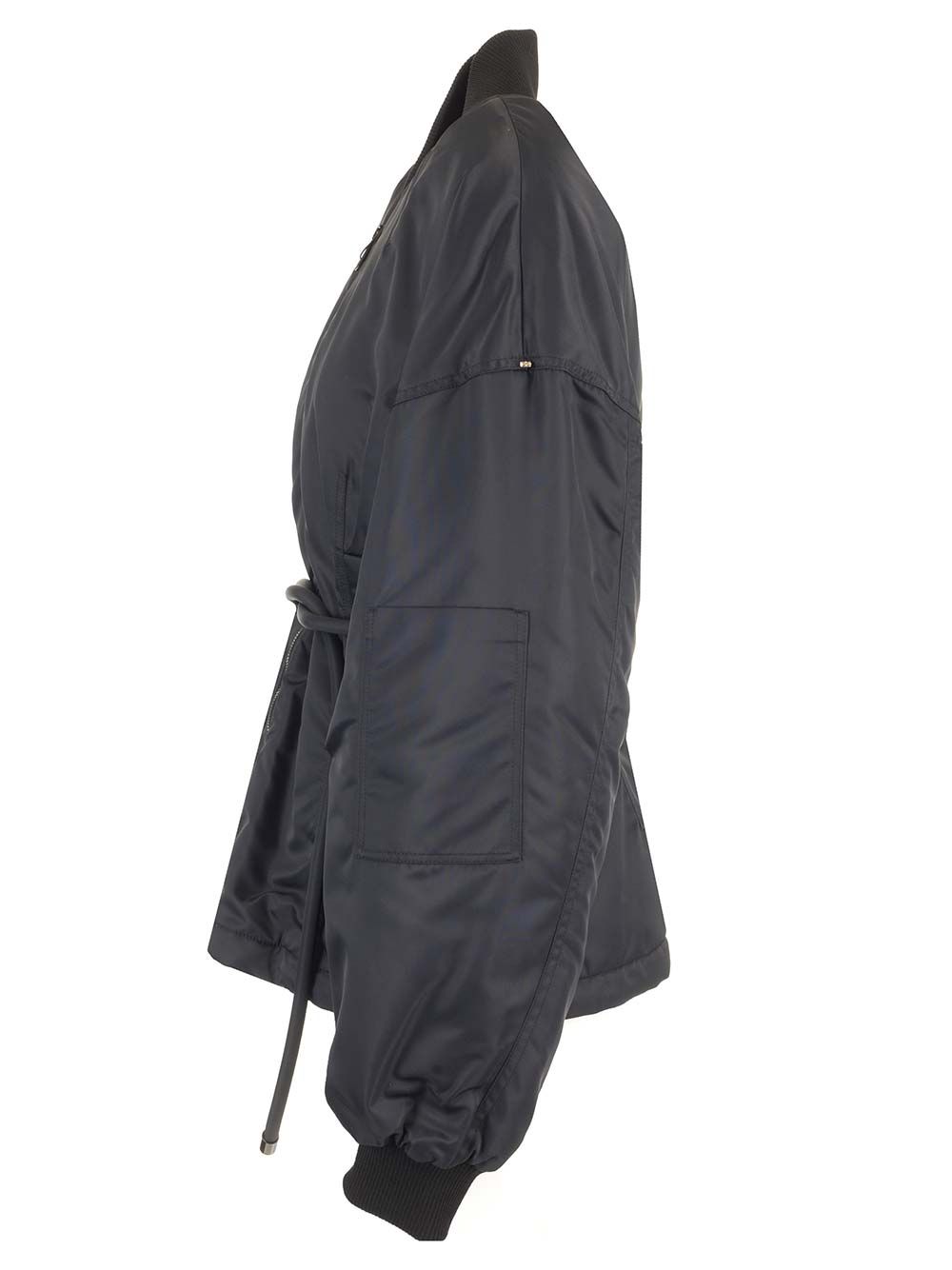Sportmax Zebu Hourglass Pufer Jacker Eco Leather Belt Coats - Black | 9206466fb9cea0f21b3b02121f640685ceb01fc0