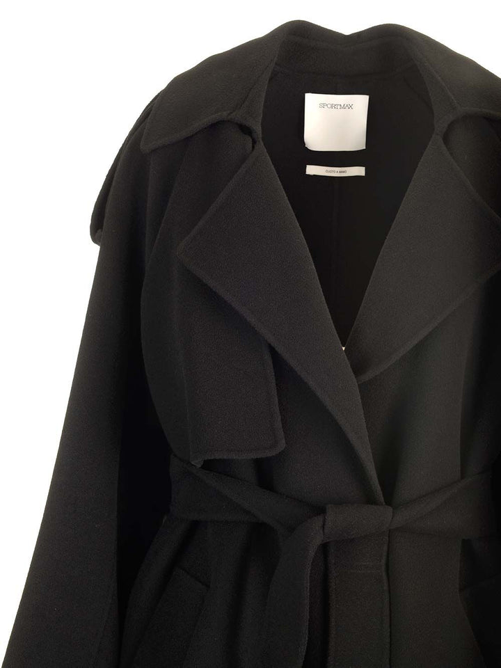 Sportmax Fiore Coats - Black | 3f285e43463122519535ed86a74511655413bc25