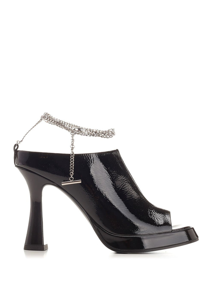 Mcqueen Ankle Chain Strap Sandals - Black | 023be4272f937d790f86bc911a29c9adb6ae956d