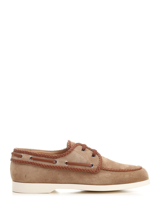 Leather Boat Shoe Loafers Beige