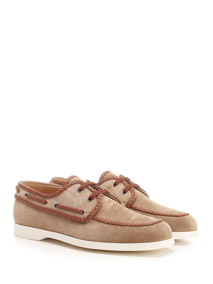 Valentino Garavani Leather Boat Shoe Loafers - Beige | 927cf8a96c26f4b6f1ba7e0cee01b3dbd483f471