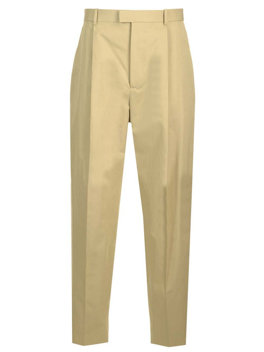 Lightweight Cotton Twill Trousers Beige