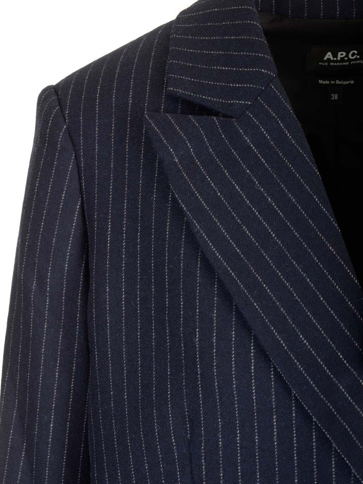 A.P.C. Double-Breasted Blazer Jackets - Blue | e457016d0aac7ee970f7c9b7d0859e781655d965