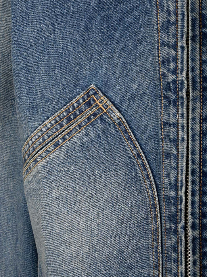 Mcqueen Denim Jacket With Contrasting Sand Suede Collar Jackets - Blue | 8459b31a8894a46ee91c74df9e937483c212291f
