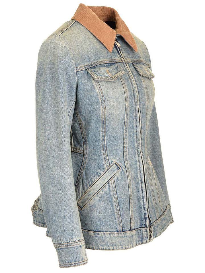 Mcqueen Indigo Faded Denim Jacket With Ruffles Jackets - Blue | 321ff49b81e032644b63b2d9e1c7746db0d18140